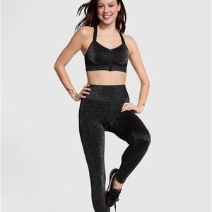 PINK Victoria’s Secret seamless pure Black bling Sparkle Leggings M regular